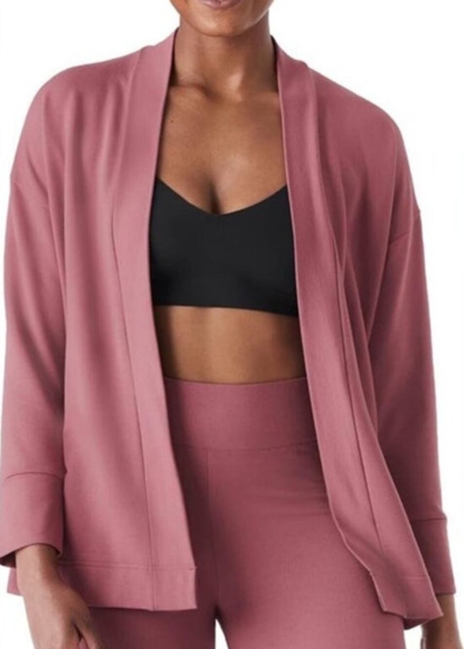 True & Co Womens Any Wear Open Front Cardigan Modal Blend Crushed Berry S New